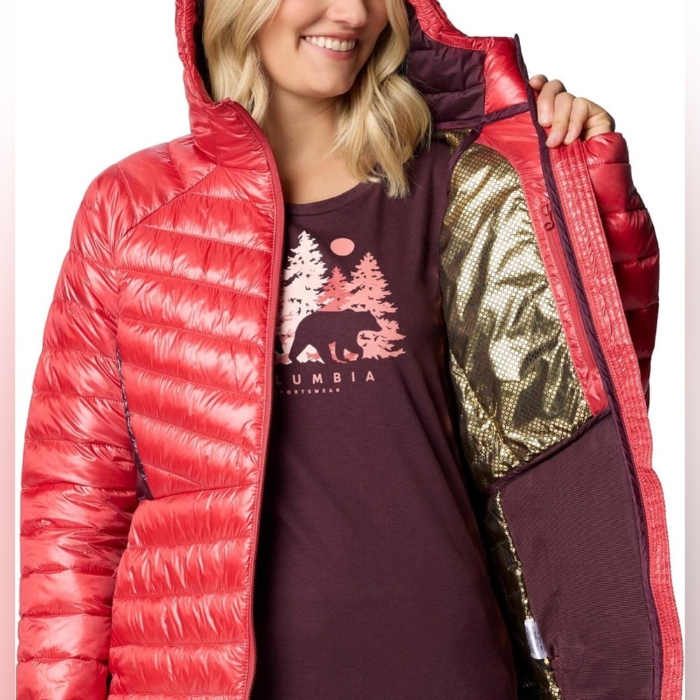 Columbia Women's Labyrinth Loop II Hooded Jacket, Daredevil/Moonvista - Picture 6 of 7